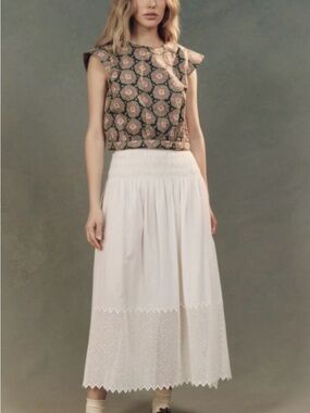 The GREAT. The Canary Skirt with Honeycomb Eyelet • NWOT